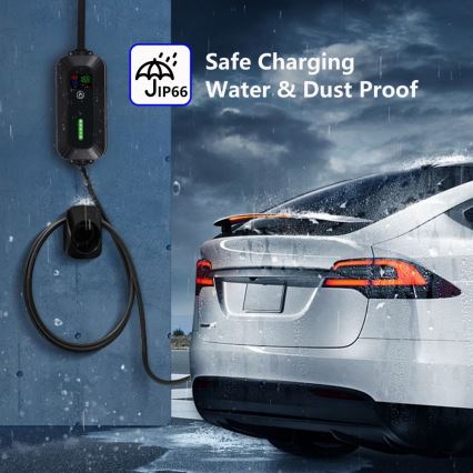 Brilagi - Estação de carregamento portátil para veículos elétricos FAST AC Tipo 2 16A/380V 11kW + ficha 230V, 3,7kW 5m + caso