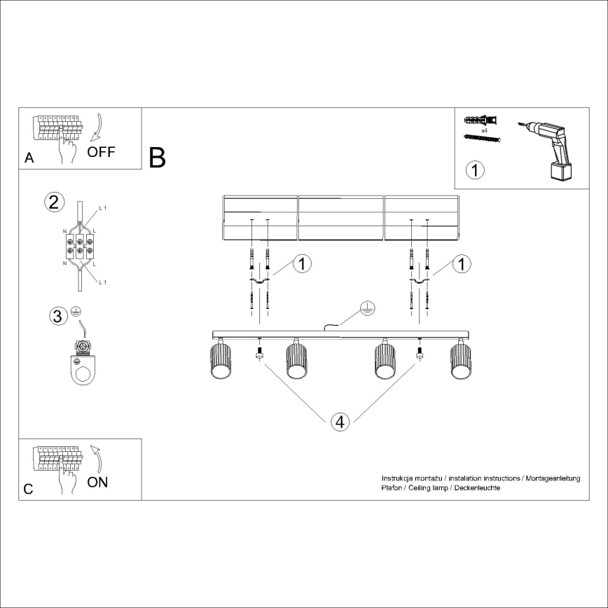 Brilagi - Foco CRESTO 4xGU10/10W/230V branco