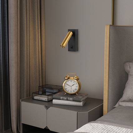 Brilagi - Foco de parede LED MAYA LED/3W/230V 4000K preto/dourado