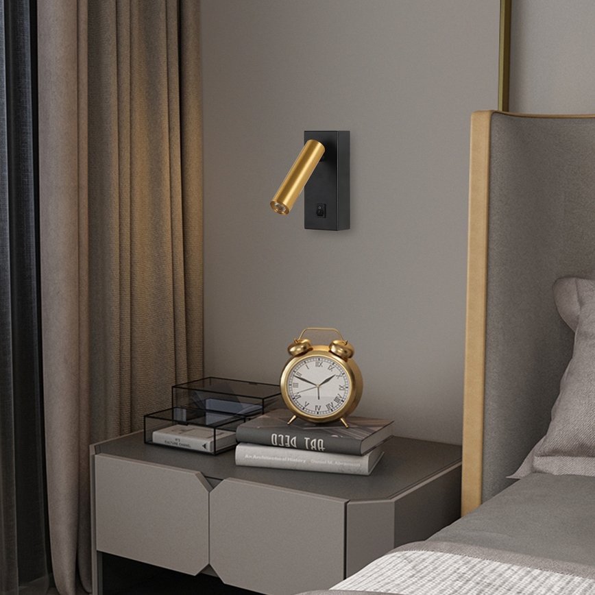 Brilagi - Foco de parede LED MAYA LED/3W/230V 4000K preto/dourado