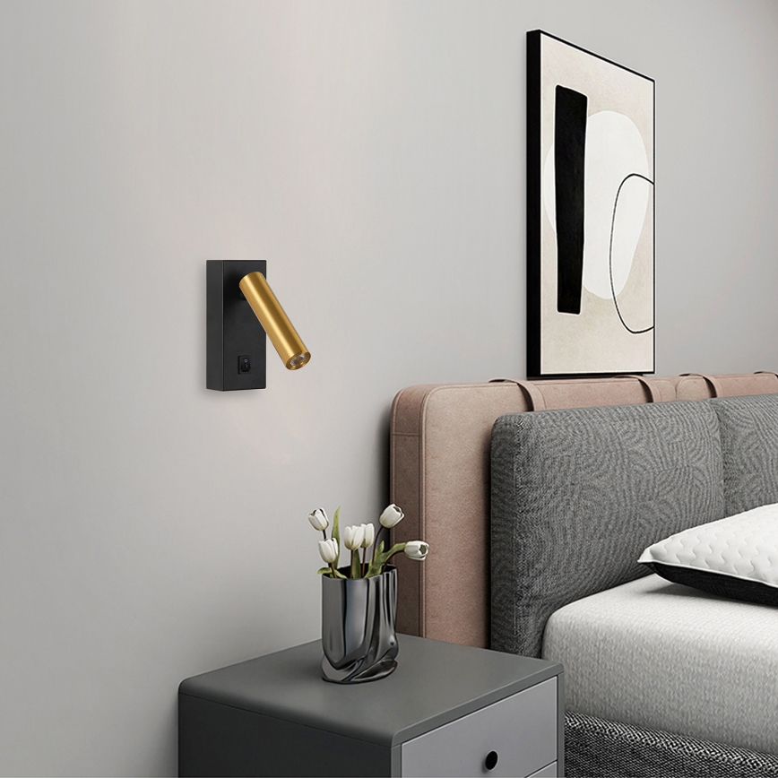 Brilagi - Foco de parede LED MAYA LED/3W/230V 4000K preto/dourado