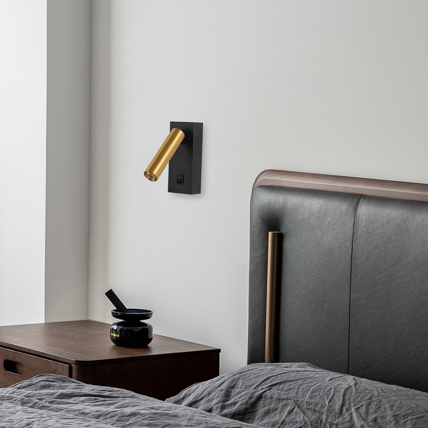 Brilagi - Foco de parede LED MAYA LED/3W/230V 4000K preto/dourado
