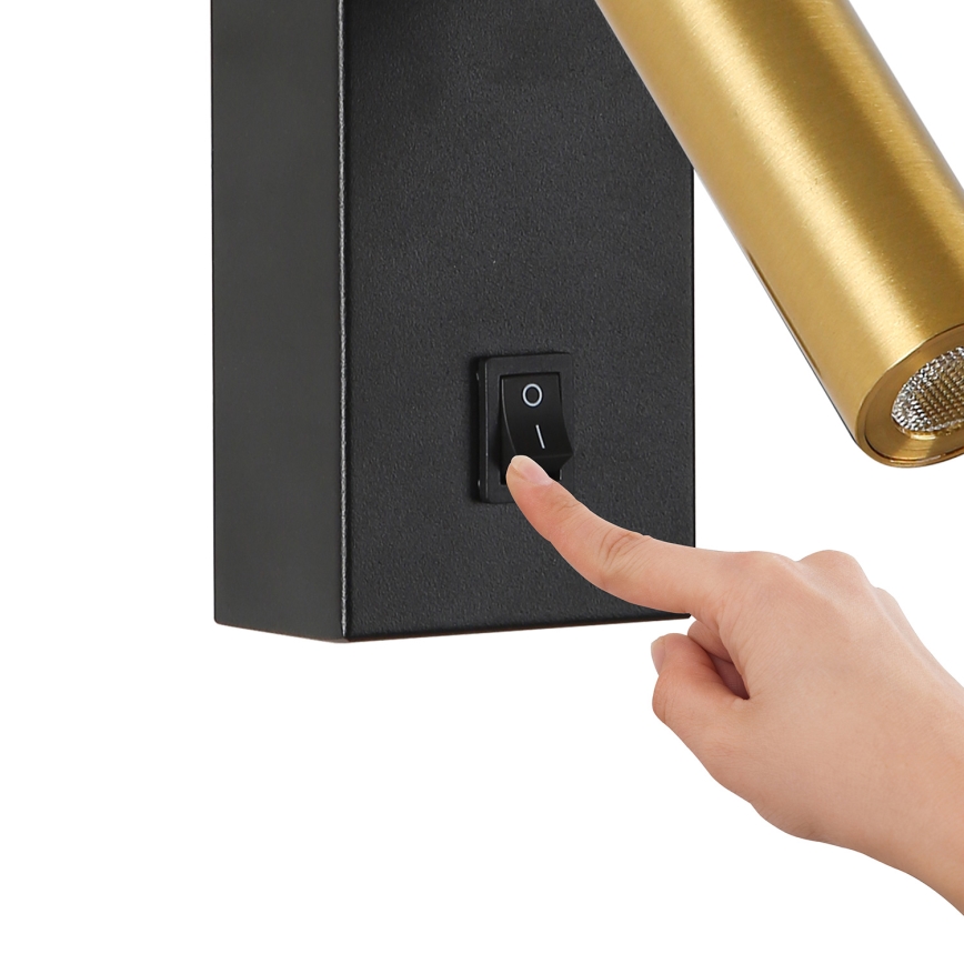 Brilagi - Foco de parede LED MAYA LED/3W/230V 4000K preto/dourado