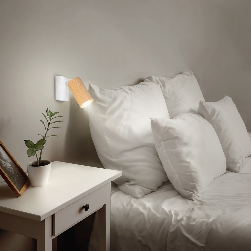 Brilagi - Foco de parede SELE 1xGU10/30W/230V branco/decoração em carvalho