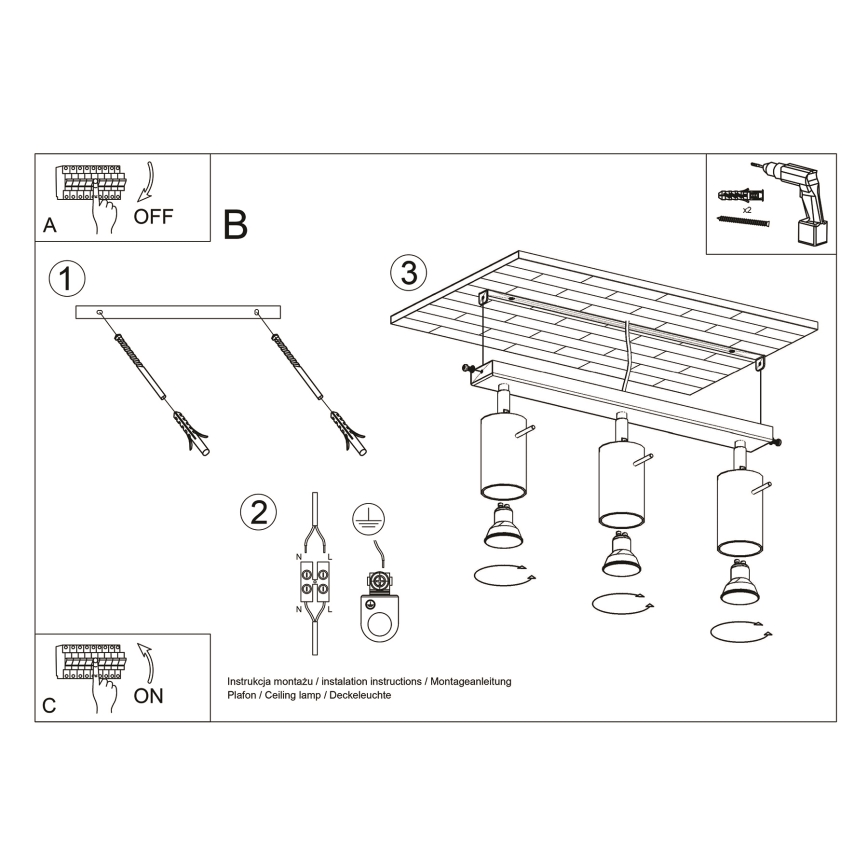 Brilagi -  Foco LED ASMUS 3xGU10/7W/230V preto