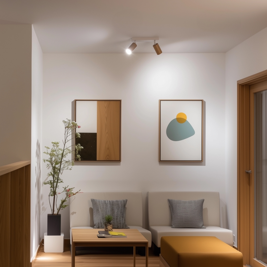 Brilagi - Foco SELE 2xGU10/30W/230V branco/decoração em carvalho