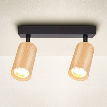 Brilagi - Foco SELE 2xGU10/30W/230V preto/decoração em carvalho