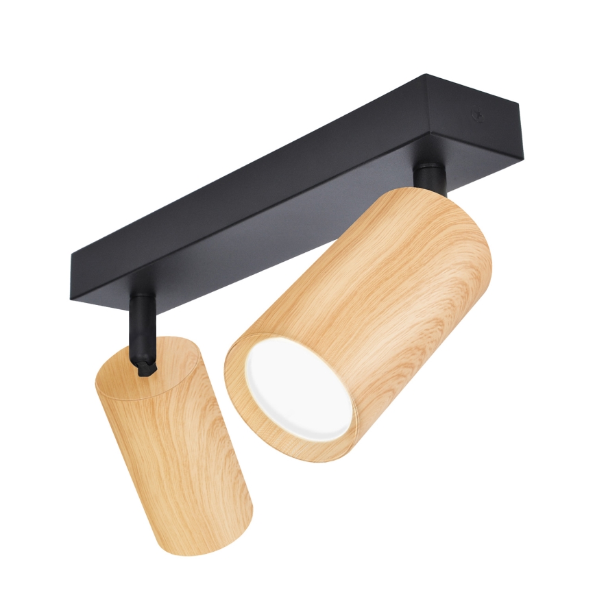 Brilagi - Foco SELE 2xGU10/30W/230V preto/decoração em carvalho