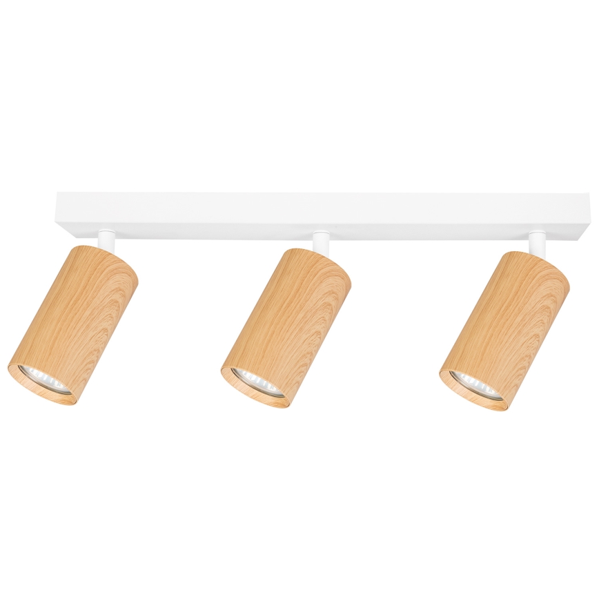 Brilagi - Foco SELE 3xGU10/30W/230V branco/decoração em carvalho