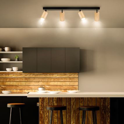 Brilagi - Foco SELE 4xGU10/30W/230V preto/decoração em carvalho