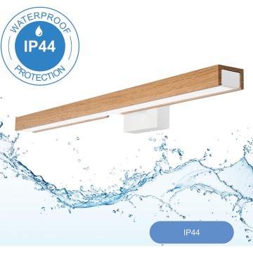 Brilagi - Iluminação de espelho para casa de banho LED WOODY MIRROR LED/12W/230V 60 cm IP44 carvalho/branco