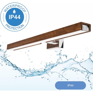 Brilagi - Iluminação de espelho para casa de banho LED WOODY MIRROR LED/12W/230V 60 cm IP44 carvalho cereja/cromado brilhante
