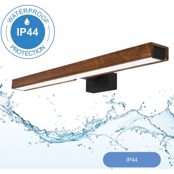 Brilagi - Iluminação de espelho para casa de banho LED WOODY MIRROR LED/12W/230V 60 cm IP44 carvalho cereja/preto