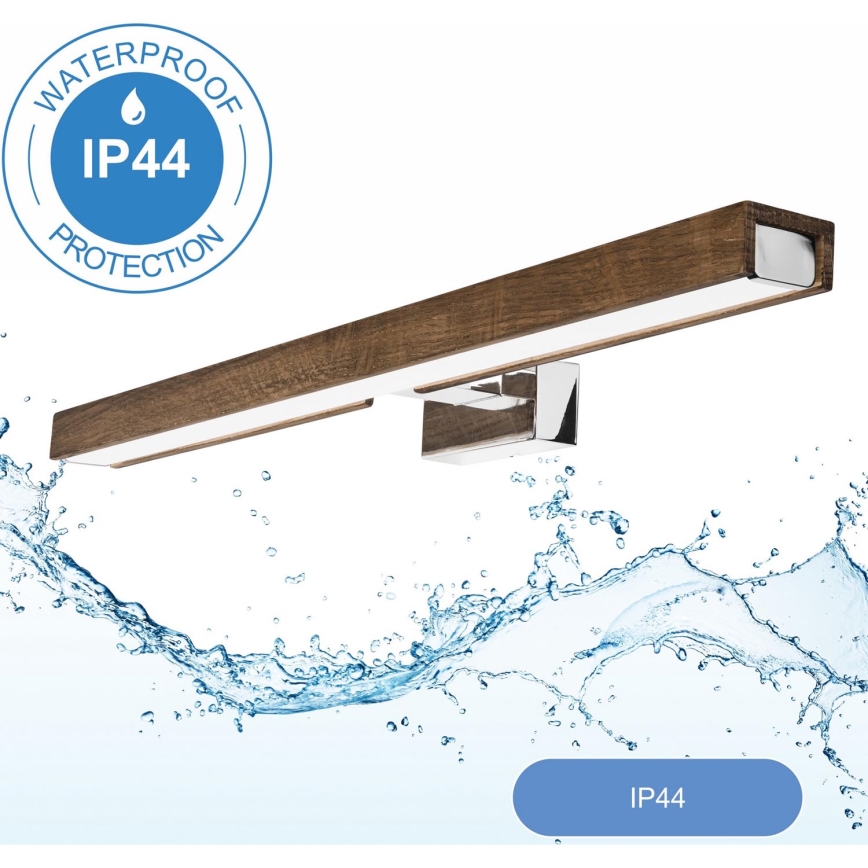 Brilagi - Iluminação de espelho para casa de banho LED WOODY MIRROR LED/12W/230V 60 cm IP44 carvalho nogueira/cromado brilhante