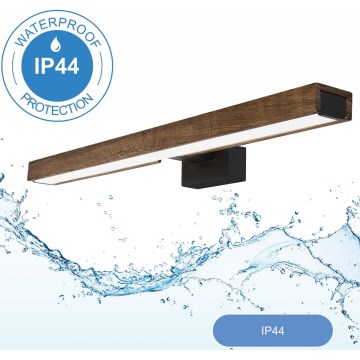 Brilagi - Iluminação de espelho para casa de banho LED WOODY MIRROR LED/12W/230V 60 cm IP44 carvalho nogueira/preto