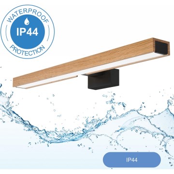 Brilagi - Iluminação de espelho para casa de banho LED WOODY MIRROR LED/12W/230V 60 cm IP44 carvalho/preto