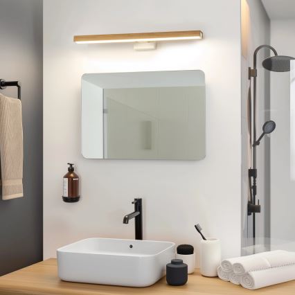 Brilagi - Iluminação de espelho para casa de banho LED WOODY MIRROR LED/12W/230V 60 cm IP44 carvalho/branco