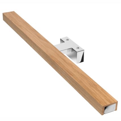 Brilagi - Iluminação de espelho para casa de banho LED WOODY MIRROR LED/12W/230V 60 cm IP44 carvalho/cromado brilhante
