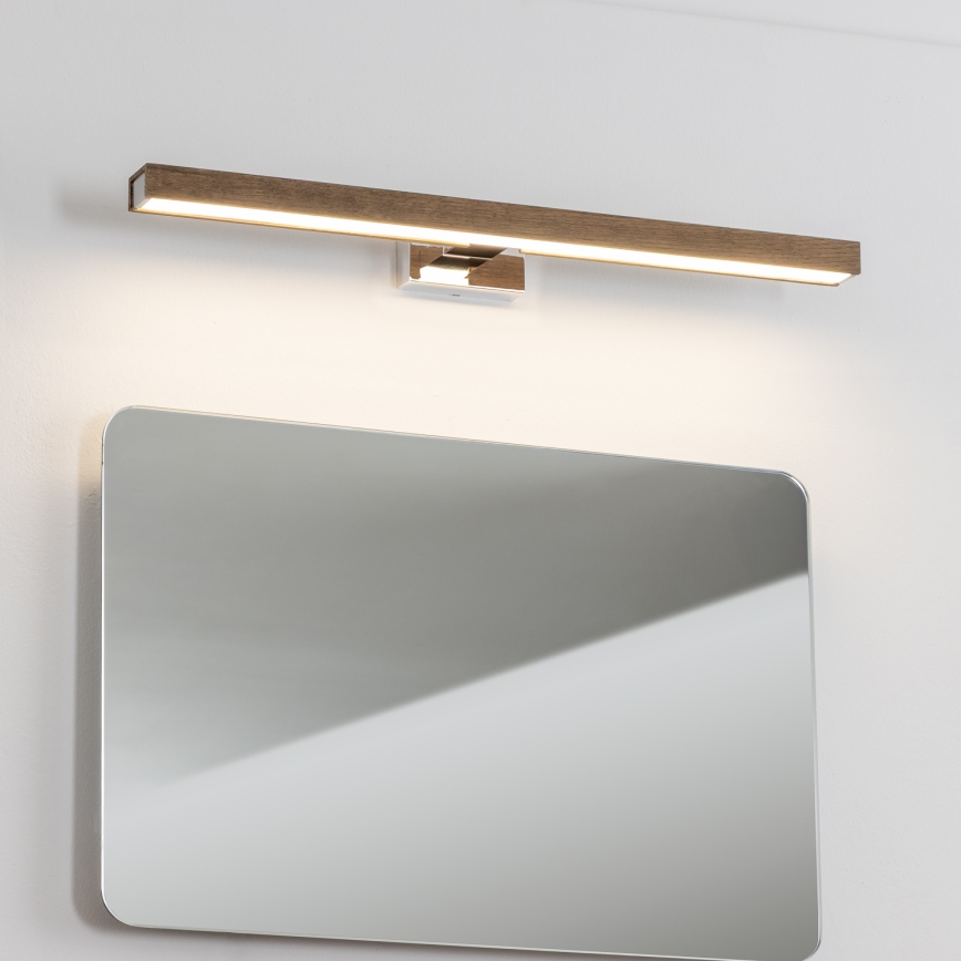 Brilagi - Iluminação de espelho para casa de banho LED WOODY MIRROR LED/12W/230V 60 cm IP44 carvalho nogueira/cromado brilhante