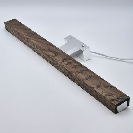 Brilagi - Iluminação de espelho para casa de banho LED WOODY MIRROR LED/12W/230V 60 cm IP44 carvalho nogueira/cromado brilhante