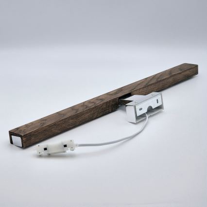 Brilagi - Iluminação de espelho para casa de banho LED WOODY MIRROR LED/12W/230V 60 cm IP44 carvalho nogueira/cromado brilhante