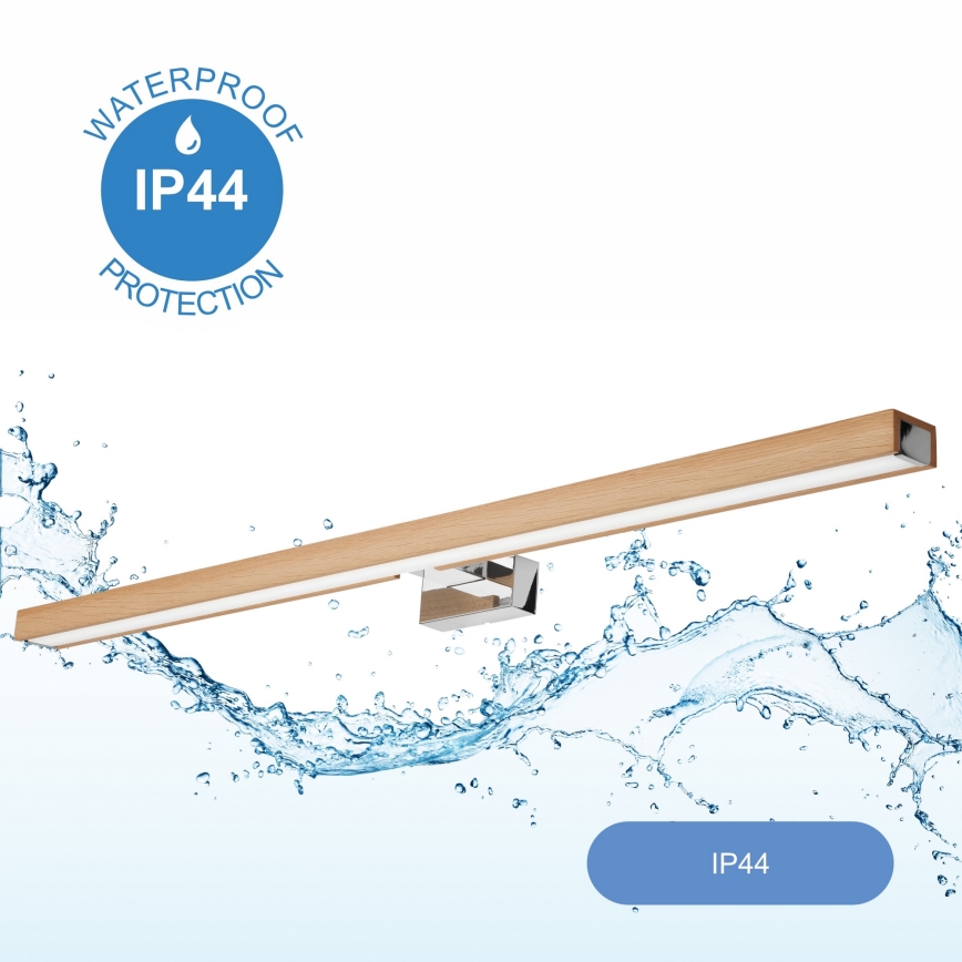 Brilagi - Iluminação de espelho para casa de banho LED WOODY MIRROR LED/15W/230V 90 cm IP44 carvalho/cromado brilhante