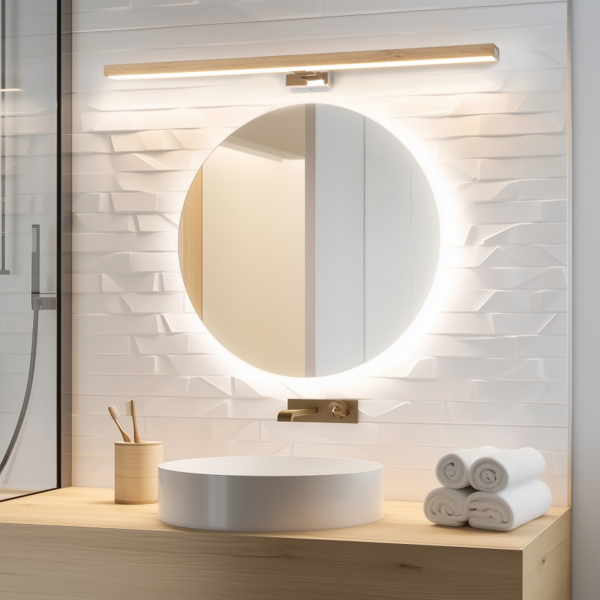 Brilagi - Iluminação de espelho para casa de banho LED WOODY MIRROR LED/15W/230V 90 cm IP44 carvalho/branco