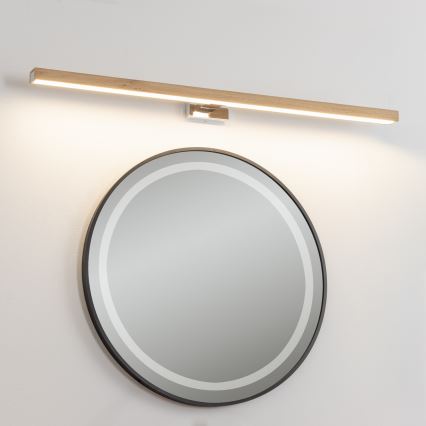 Brilagi - Iluminação de espelho para casa de banho LED WOODY MIRROR LED/15W/230V 90 cm IP44 carvalho/cromado brilhante