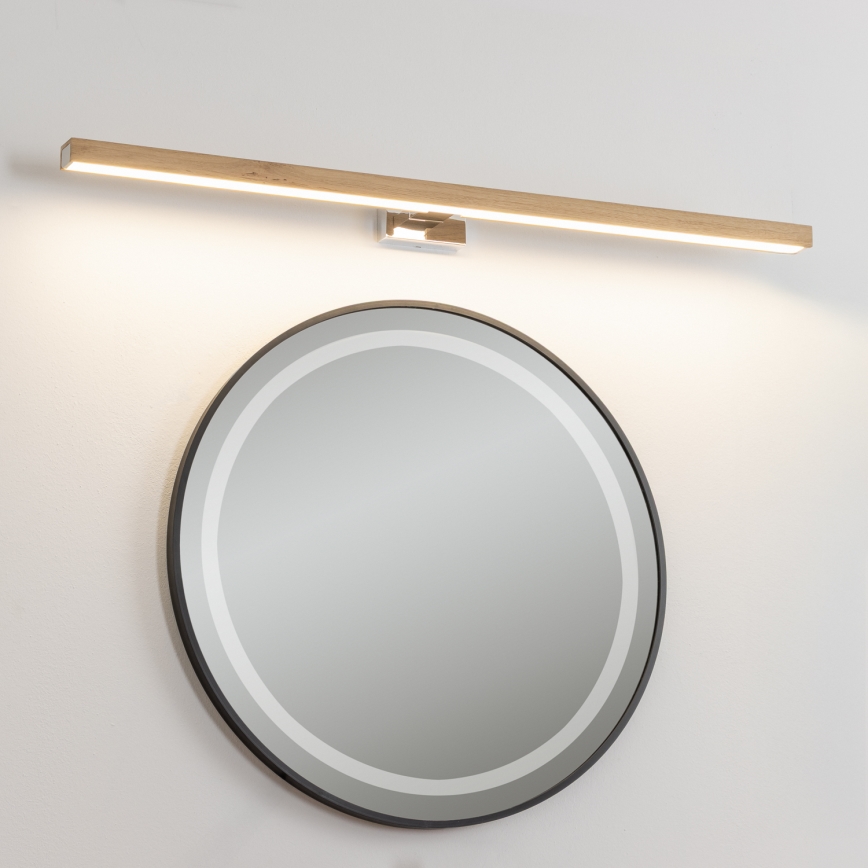 Brilagi - Iluminação de espelho para casa de banho LED WOODY MIRROR LED/15W/230V 90 cm IP44 carvalho/cromado brilhante