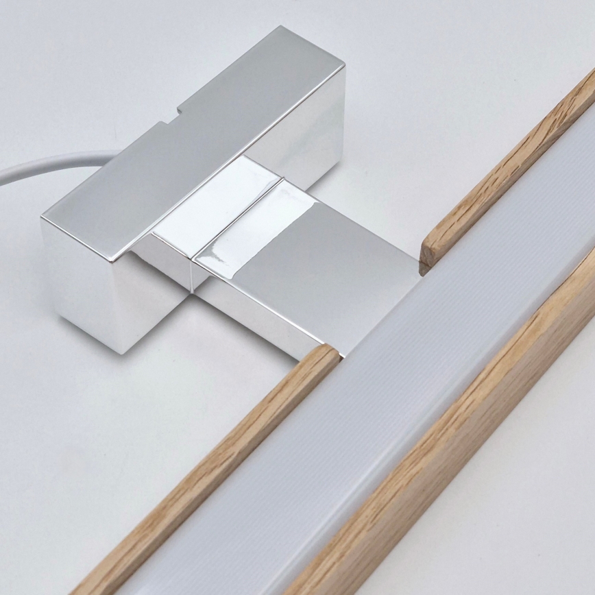Brilagi - Iluminação de espelho para casa de banho LED WOODY MIRROR LED/15W/230V 90 cm IP44 carvalho/cromado brilhante