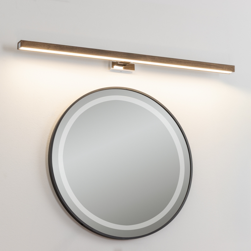 Brilagi - Iluminação de espelho para casa de banho LED WOODY MIRROR LED/15W/230V 90 cm IP44 carvalho nogueira/cromado brilhante