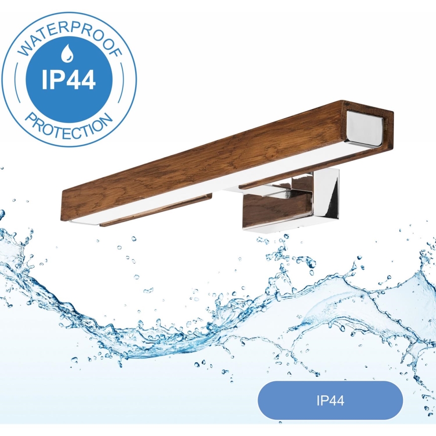 Brilagi - Iluminação de espelho para casa de banho LED WOODY MIRROR LED/8W/230V 40 cm IP44 carvalho cereja/cromado brilhante