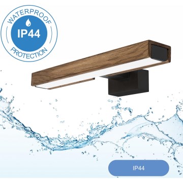 Brilagi - Iluminação de espelho para casa de banho LED WOODY MIRROR LED/8W/230V 40 cm IP44 carvalho nogueira/preto