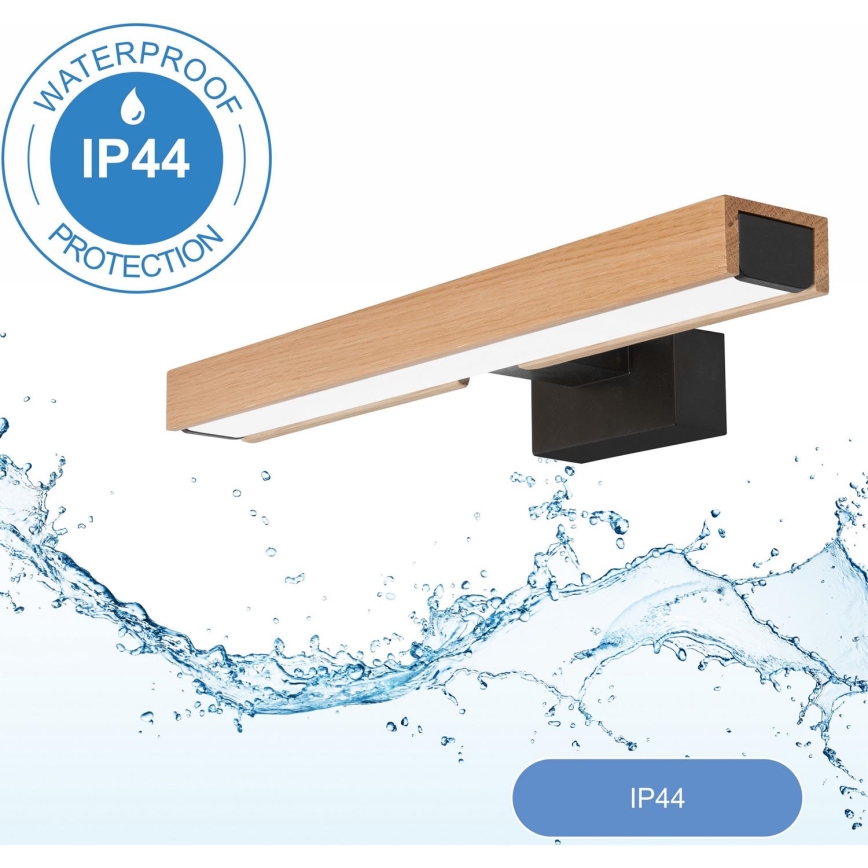 Brilagi - Iluminação de espelho para casa de banho LED WOODY MIRROR LED/8W/230V 40 cm IP44 carvalho/preto
