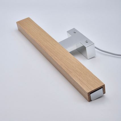 Brilagi - Iluminação de espelho para casa de banho LED WOODY MIRROR LED/8W/230V 40 cm IP44 carvalho/cromado brilhante