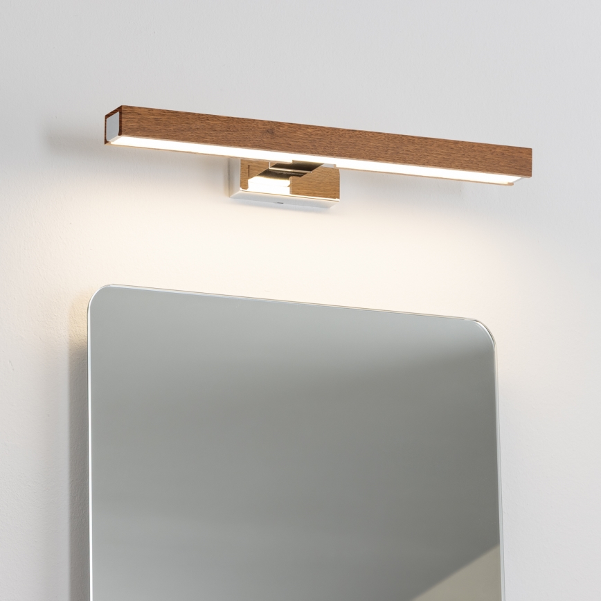 Brilagi - Iluminação de espelho para casa de banho LED WOODY MIRROR LED/8W/230V 40 cm IP44 carvalho cereja/cromado brilhante