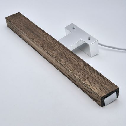 Brilagi - Iluminação de espelho para casa de banho LED WOODY MIRROR LED/8W/230V 40 cm IP44 carvalho nogueira/cromado brilhante