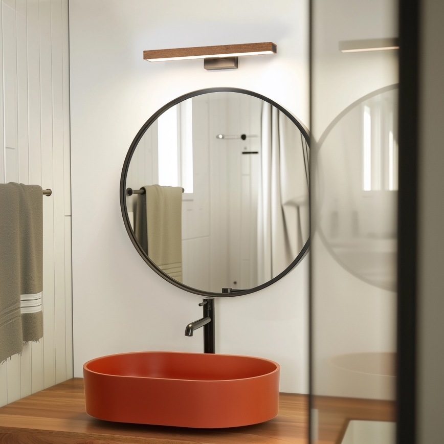 Brilagi - Iluminação de espelho para casa de banho LED WOODY MIRROR LED/8W/230V 40 cm IP44 carvalho cereja/preto