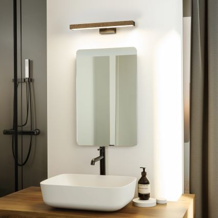 Brilagi - Iluminação de espelho para casa de banho LED WOODY MIRROR LED/8W/230V 40 cm IP44 carvalho nogueira/preto