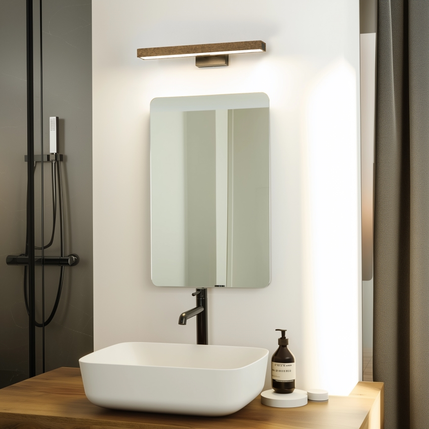 Brilagi - Iluminação de espelho para casa de banho LED WOODY MIRROR LED/8W/230V 40 cm IP44 carvalho nogueira/preto