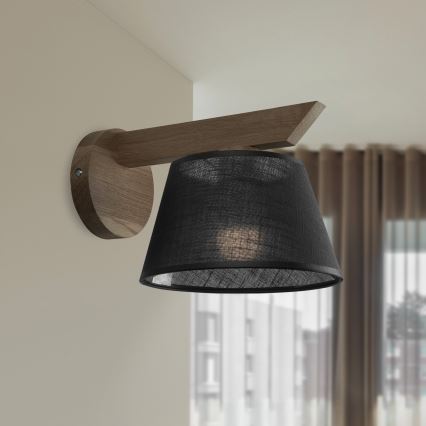 Brilagi - Iluminação de parede ANTHONY 1xE14/40W/230V carvalho/preto