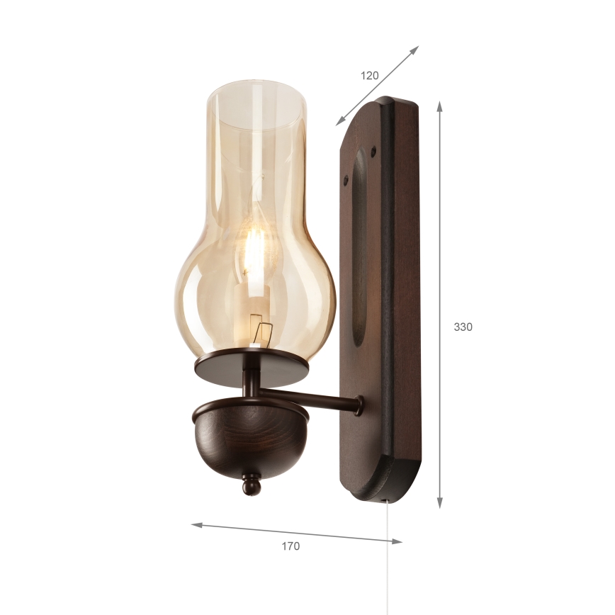 Brilagi - Iluminação de parede COTTAGE 1xE14/40W/230V faia/castanho