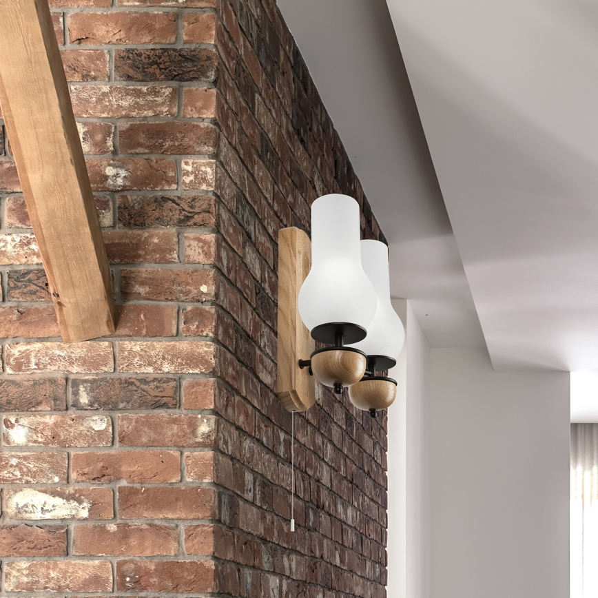 Brilagi - Iluminação de parede COTTAGE 2xE14/40W/230V carvalho/branco