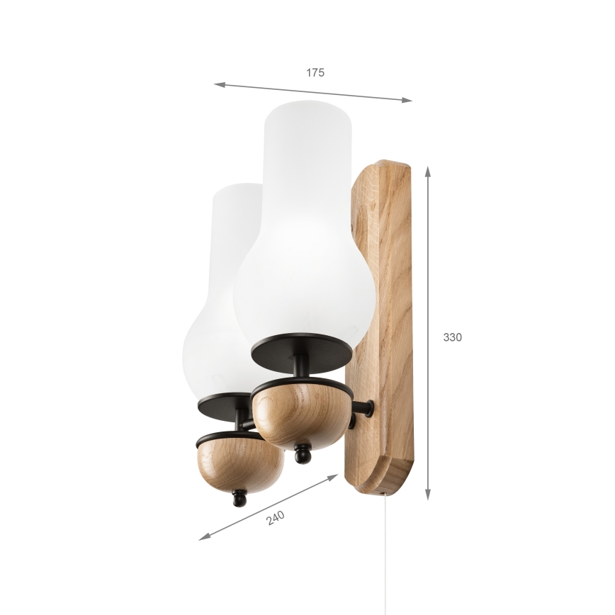 Brilagi - Iluminação de parede COTTAGE 2xE14/40W/230V carvalho/branco