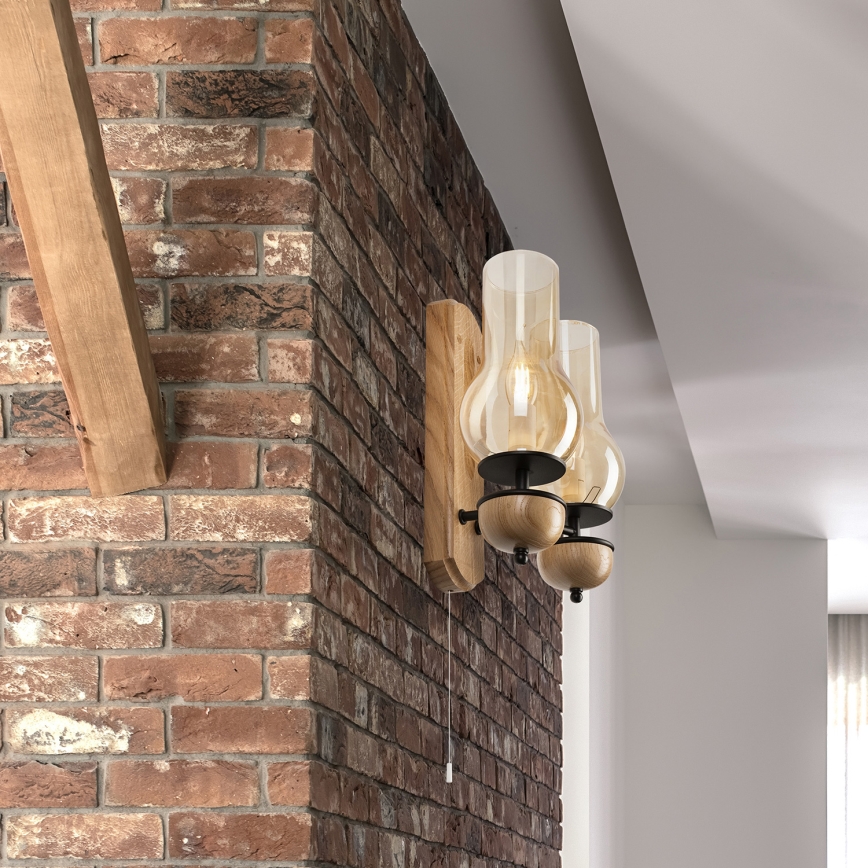 Brilagi - Iluminação de parede COTTAGE 2xE14/40W/230V carvalho/castanho