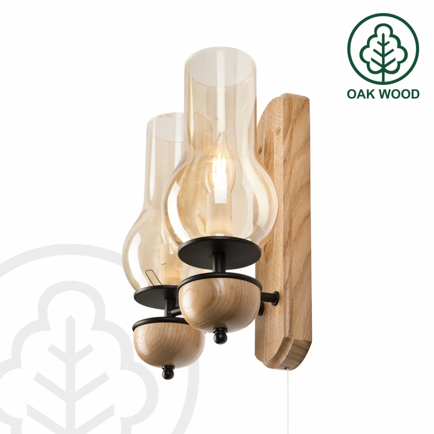 Brilagi - Iluminação de parede COTTAGE 2xE14/40W/230V carvalho/castanho