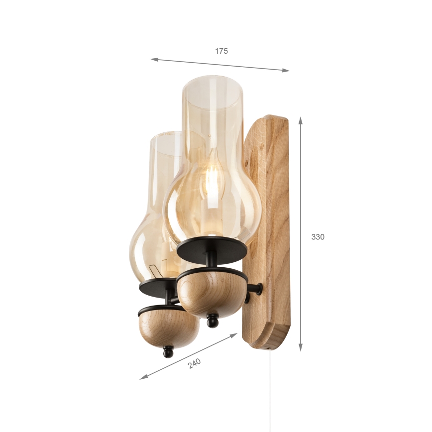 Brilagi - Iluminação de parede COTTAGE 2xE14/40W/230V carvalho/castanho