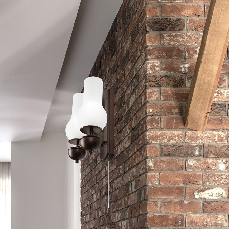 Brilagi - Iluminação de parede COTTAGE 2xE14/40W/230V faia/branco