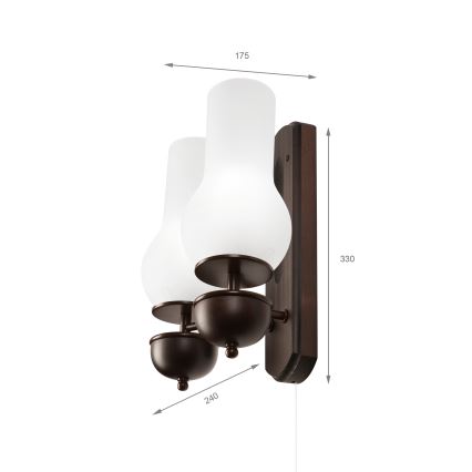 Brilagi - Iluminação de parede COTTAGE 2xE14/40W/230V faia/branco