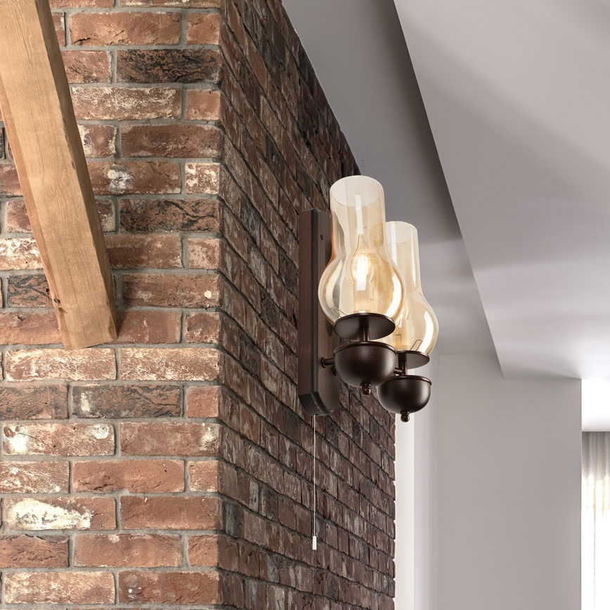 Brilagi - Iluminação de parede COTTAGE 2xE14/40W/230V faia/castanho
